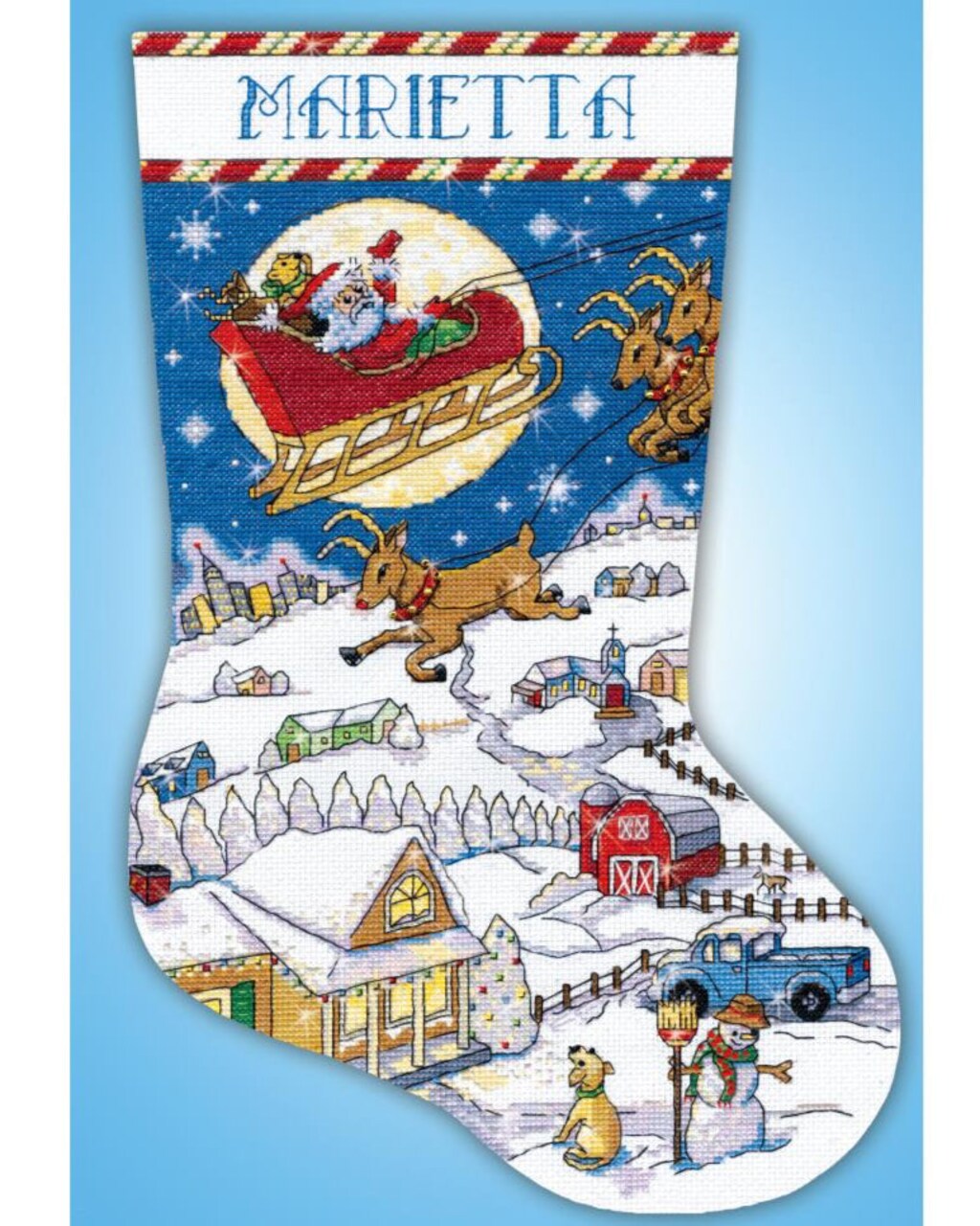 DIY Countryside Delivery Christmas Counted Cross Stitch Stocking Kit